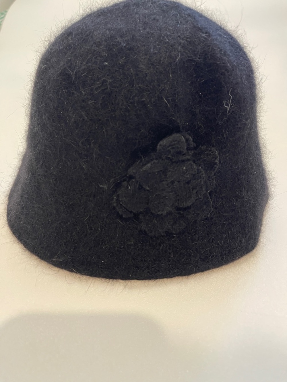 Black Cloche Hat with Flower Accent - Picture 2 of 6